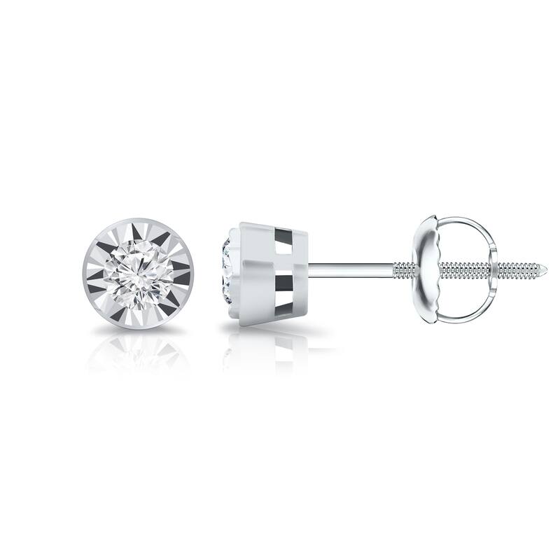 Auriya 1/6ctw Bezel-set Diamond Stud Earrings 14k Gold (G-H, I1-I2) - White