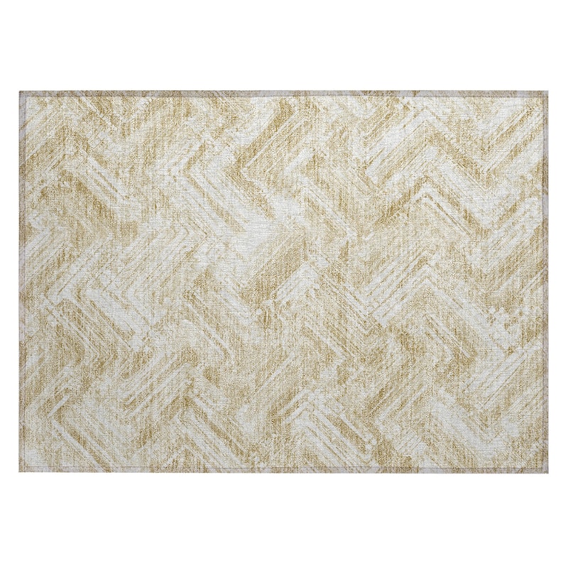 Machine Washable Indoor/ Outdoor Chantille Modern Chevron Rug