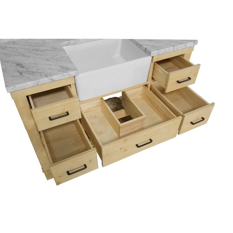 KitchenBathCollection Charlotte 48" Farmhouse Bathroom Vanity with Carrara Marble Top