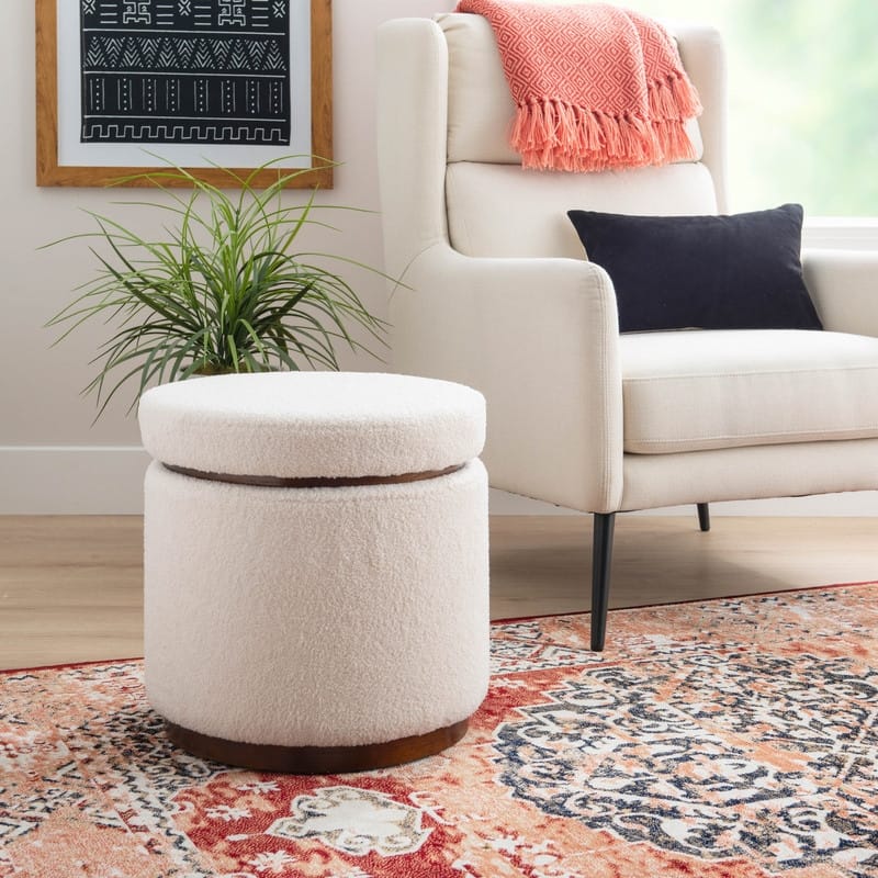 Rue Sherpa Storage Ottoman - Natural/Walnut