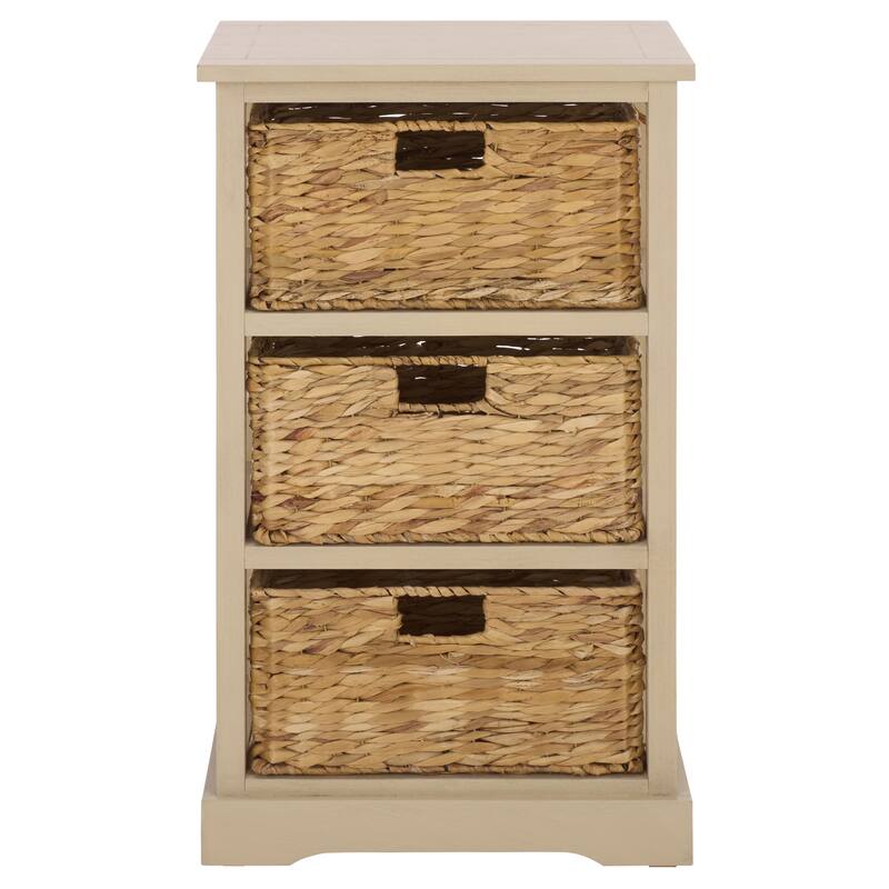 SAFAVIEH Evaline Distressed Black 3 Wicker Basket Storage Unit - 17.3" x 13.4" x 29.5" - 17"W x 13"D x 30"H - Sand