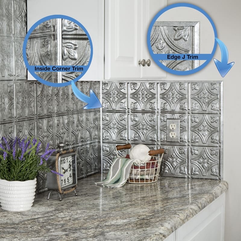 Fasade Backsplash Accessory Kit in Crosshatch Silver - 5 Pack - 5 Pack