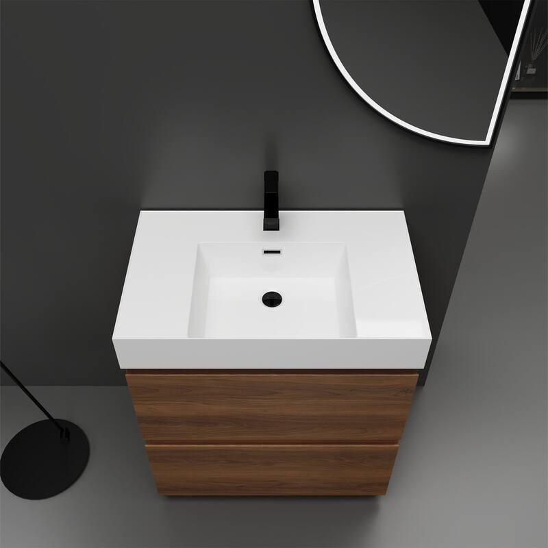 30 in. W x 18 in. D x 35 in. H Single Sink Freestanding Bath Vanity with White Resin Top