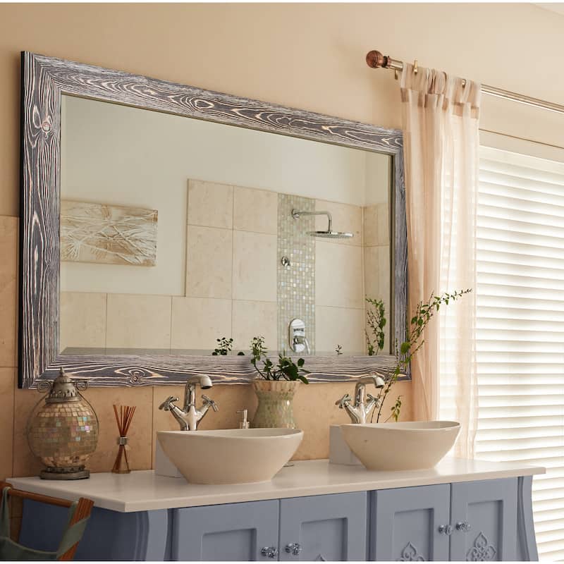 Barnwood Wood Full Length Mirror - Distressed Walnut-62X27 - Walnut Barnwood - 62X27