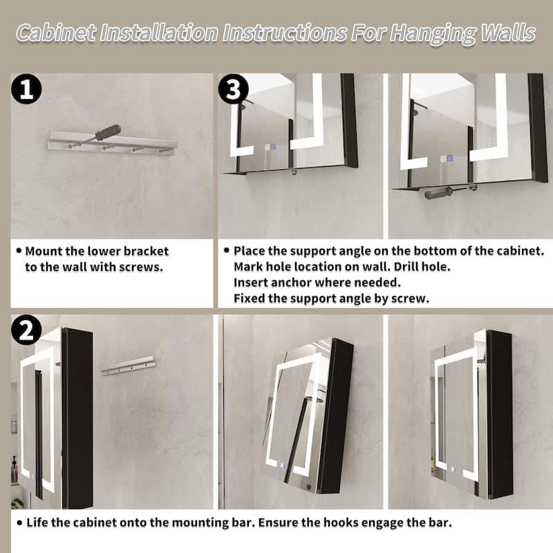 ExBrite 20" x 26" LED Bathroom Medicine Cabinet with Mirrors, Defog