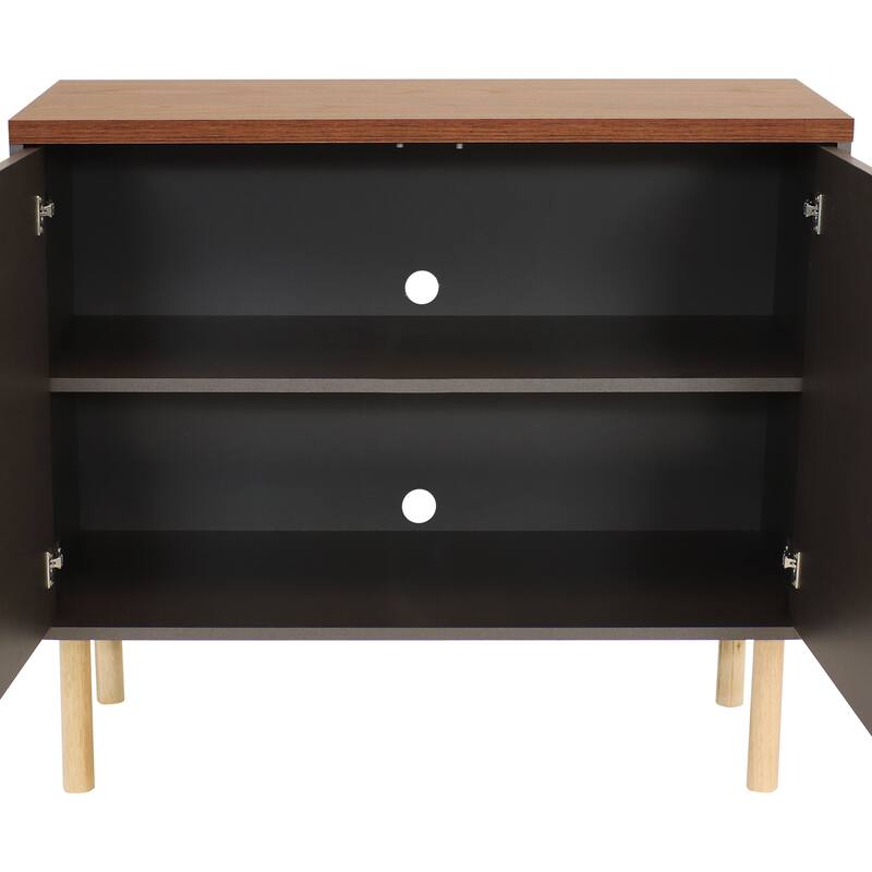 Sunnydaze Mid-Century Modern 2-Door Accent Cabinet with Shelves