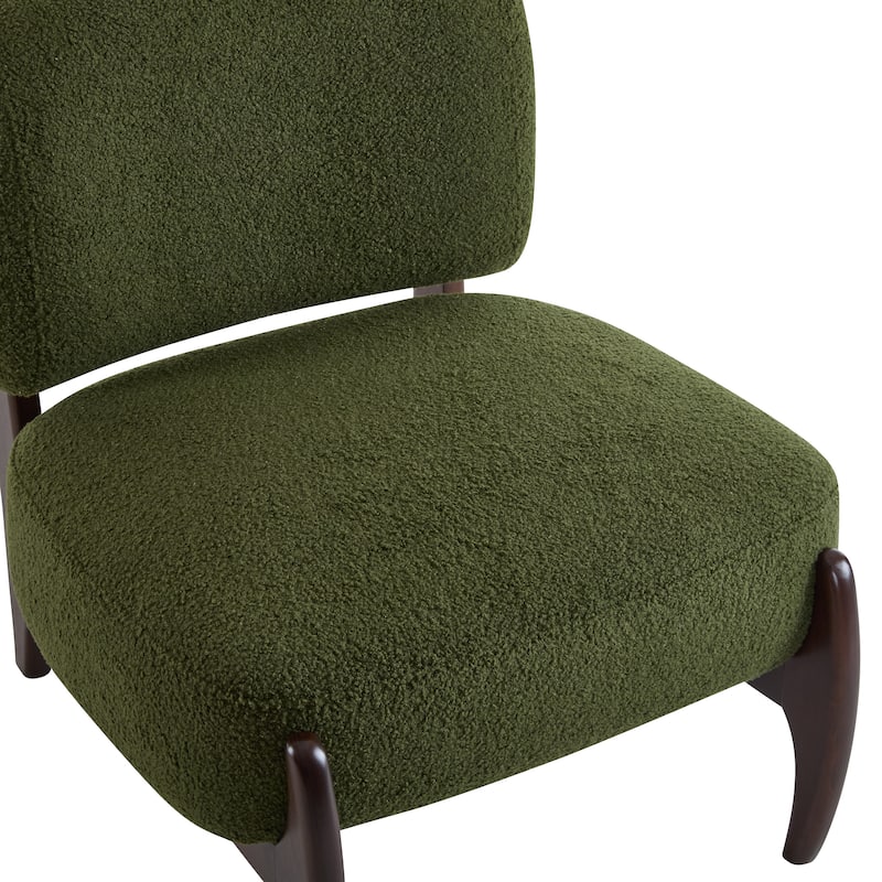 Side Chair Accent Chair Reception Chair Office Chair Leisure Chair Green Armless Chair with Wood Legs