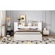 preview thumbnail 22 of 28, Full Size Platform Bed with Storage Headboard, 3 Shelves, 2 Side Lockers, Solid Pine Wood Frame, No Box Spring Required, Grey