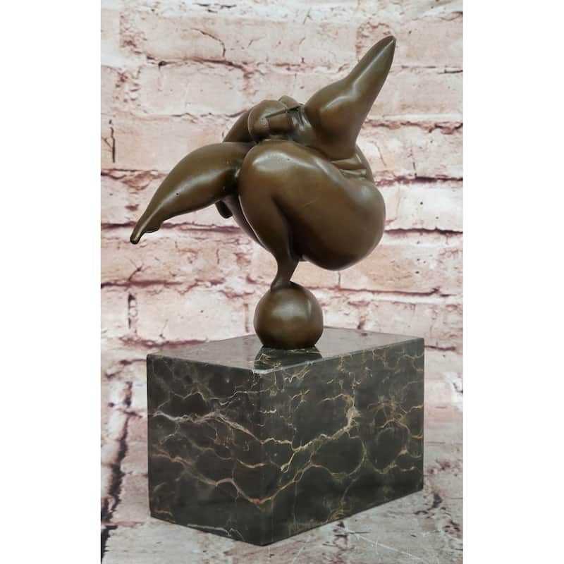 Abstract Curvy Bbw Woman Balancing On Ball Bronze Statue Sculpture Figure 11 Inches X 7 Inches