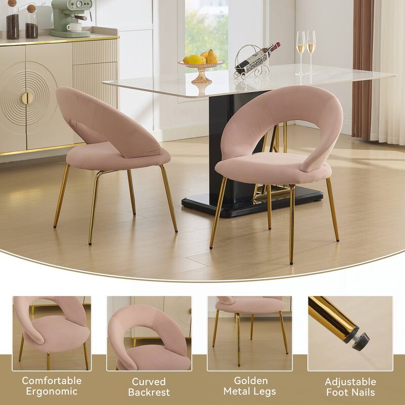 Set of 1 Velvet Fabric Dining Chairs