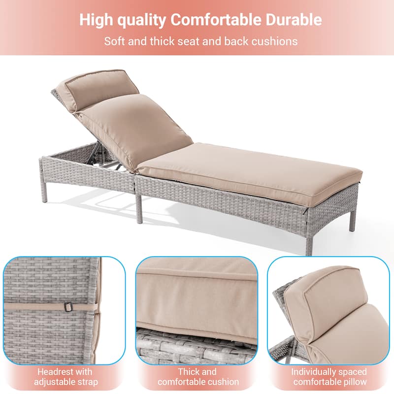 LIVOOSUN 2Pcs Patio Chair Rattan Single Lounge Water-Repellent Cushion