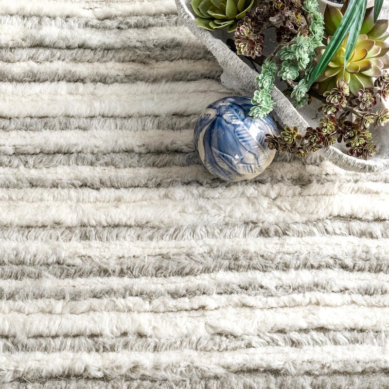 Fred Striped Shag Area Rug