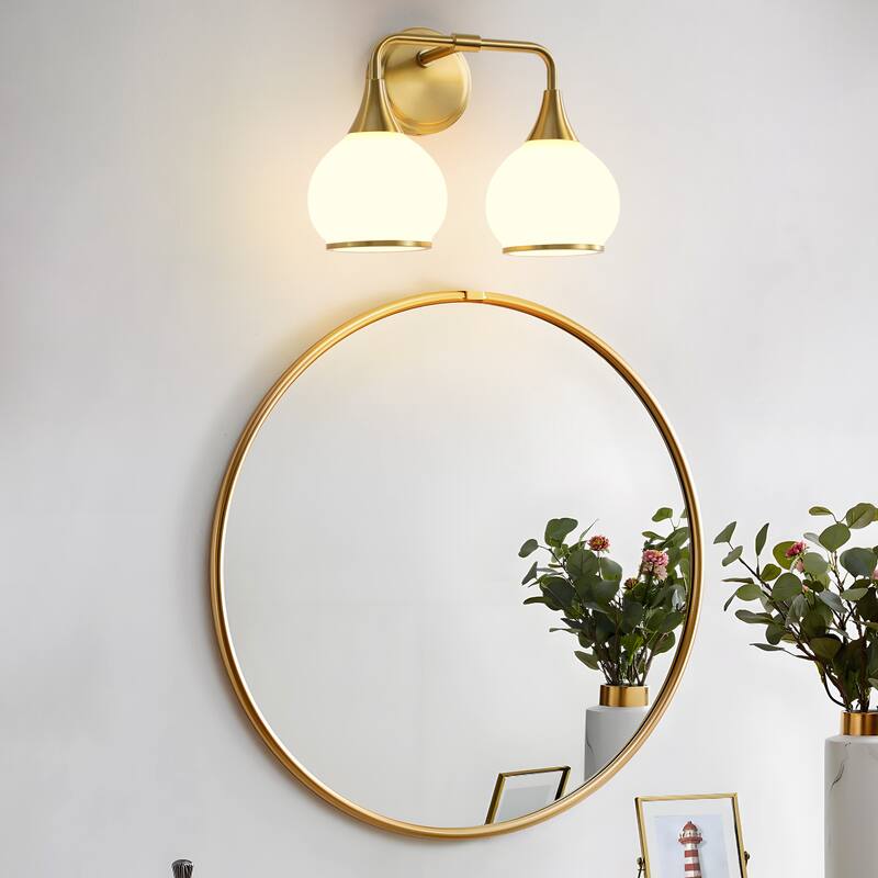 Modern Vanity Lights Dimmable Bathroom Light Fixtures with Glass Shade