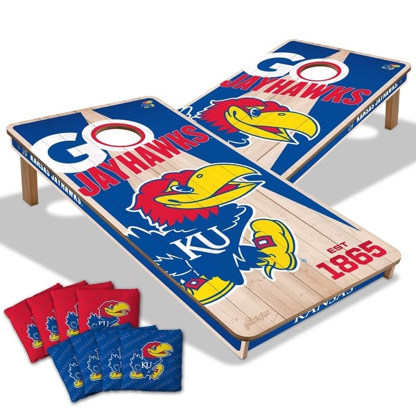 slide 2 of 6, Kansas Jayhawks NCAA 2x4 Cornhole Board Set Include Carrying Case