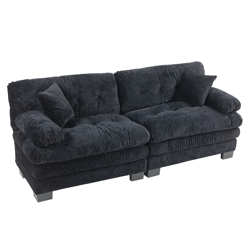 84" Upholstered 3-Seater Sofa with Memory Foam & Comfort Pillows