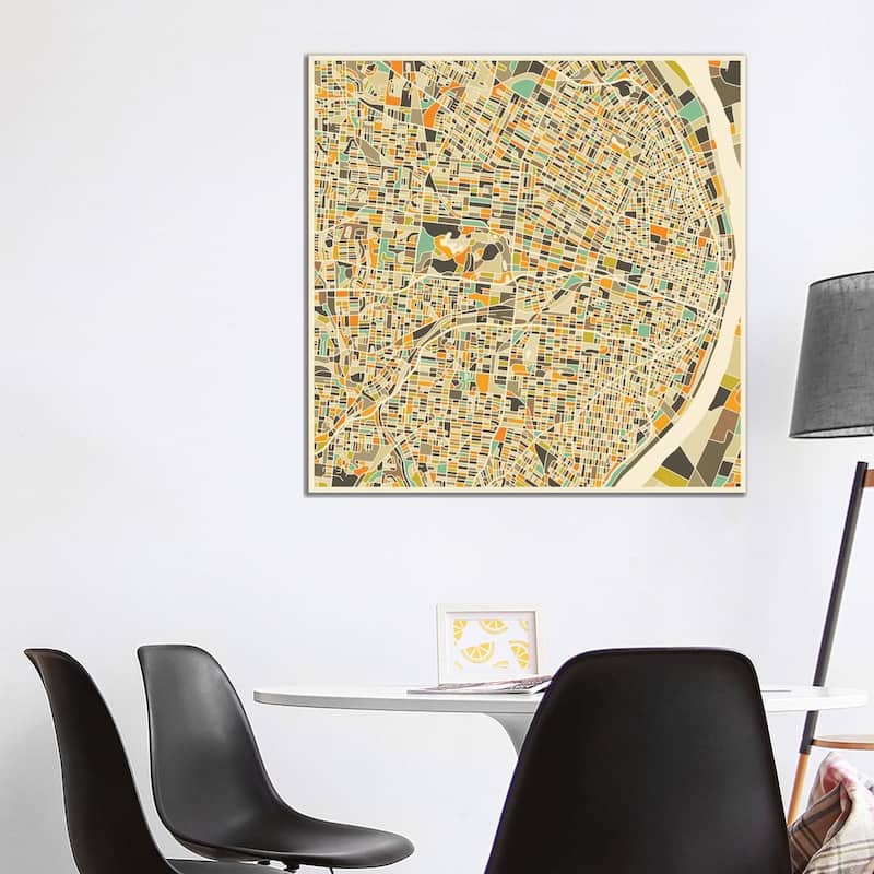 iCanvas "Abstract City Map of St. Louis" by Jazzberry Blue Canvas Print - 37x37x1.5