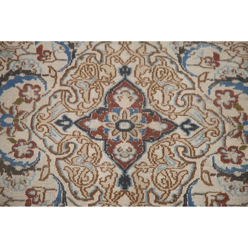 Hand Knotted Oriental 100% Wool Carpet Traditional Floral Black Nain Area Rug - 11' 9'' X 7' 11''