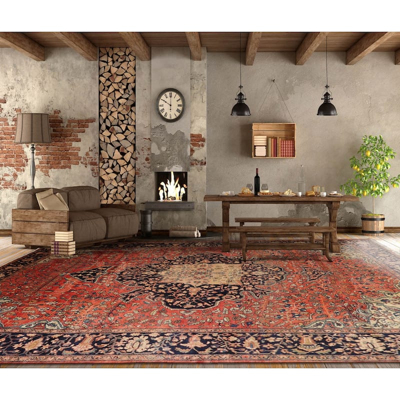 Hand Knotted Ferahan Rose Persian Wool Traditional Oriental Area Rug - 8' 11'' x 11' 5''