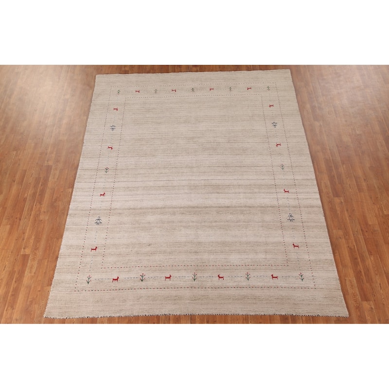 Striped Gabbeh Indian Area Rug Handmade Wool Carpet - 7'10"x 9'9"