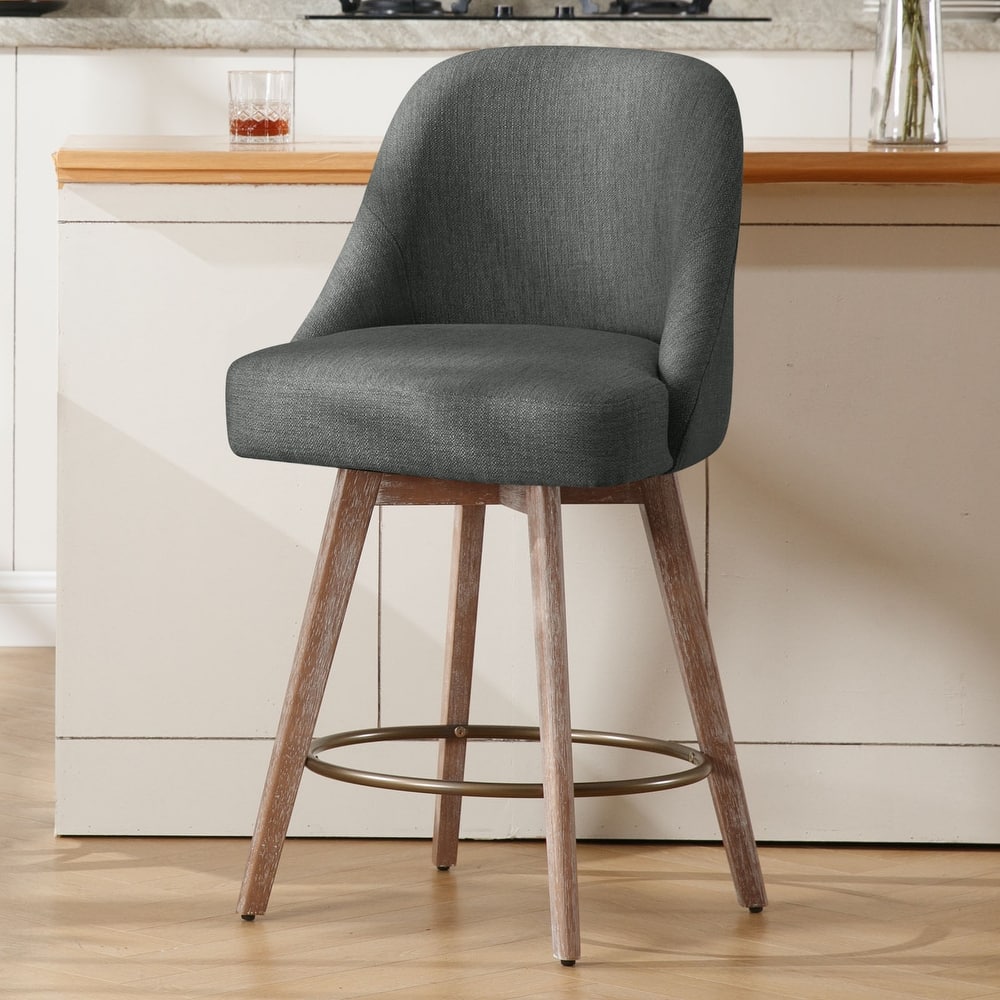 26" Counter Height Swivel Bar Stool, Upholstered Counter Stools - 39.37" (H) x 22.44" (D) x 21.65" (W)