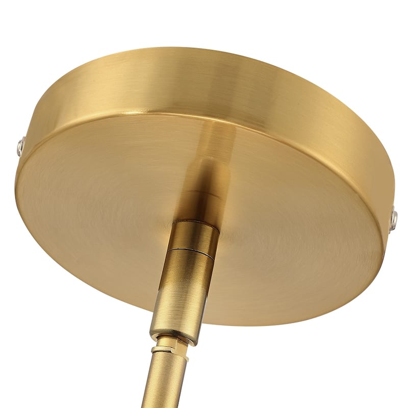 1-Light Rattan Single Pendant Light with Brass Canopy - 9.5'' W