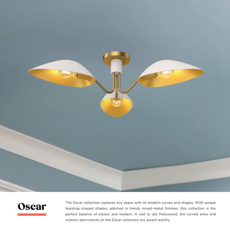 Alora Lighting SF550332 Oscar 3 Light 32" Wide Semi-Flush Ceiling