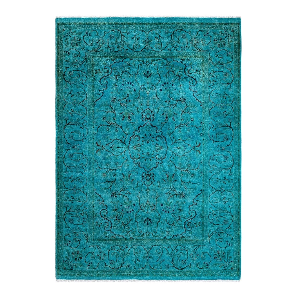 Contemporary Overdyed Wool Hand Knotted Area Rug - 4' 3" x 5' 10"