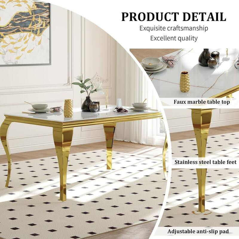 Mid Century Modern Glass Dining Table with Metal Cabriole Legs