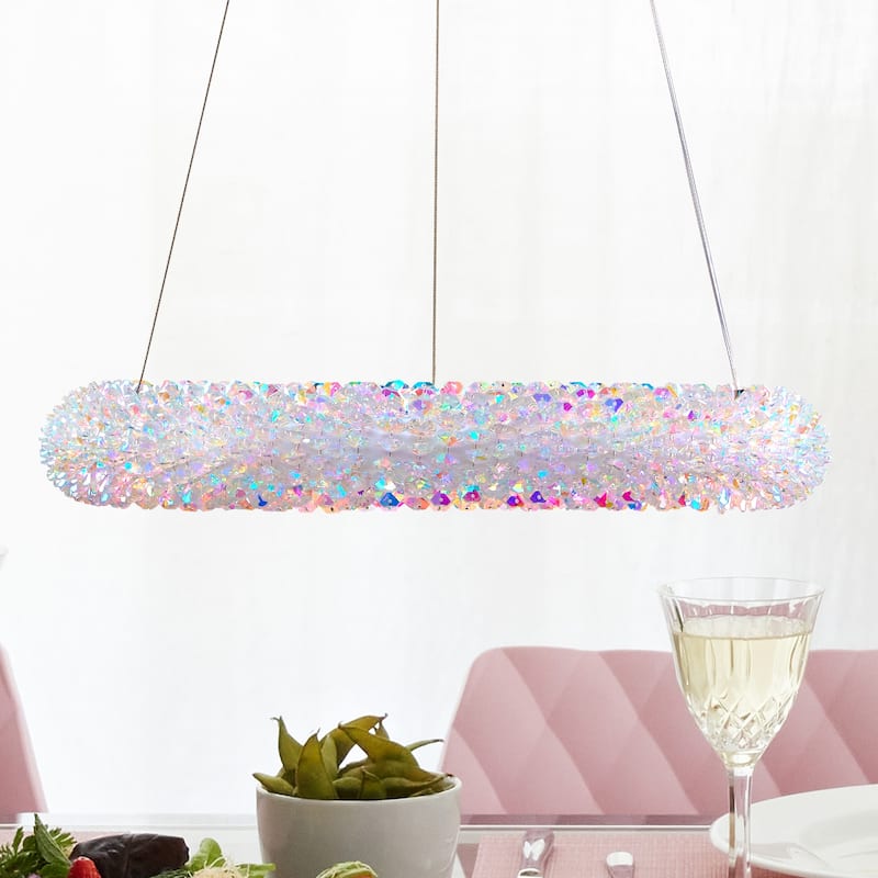 Crystal Chandelier Ceiling Pendant Light Fixture - 15.7"