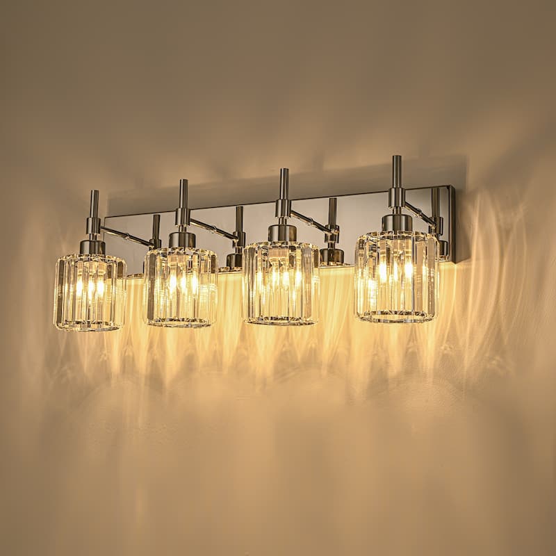 Modern Dimmable Crystal Bathroom Vanity Light Wall Sconces with Crystal Shades