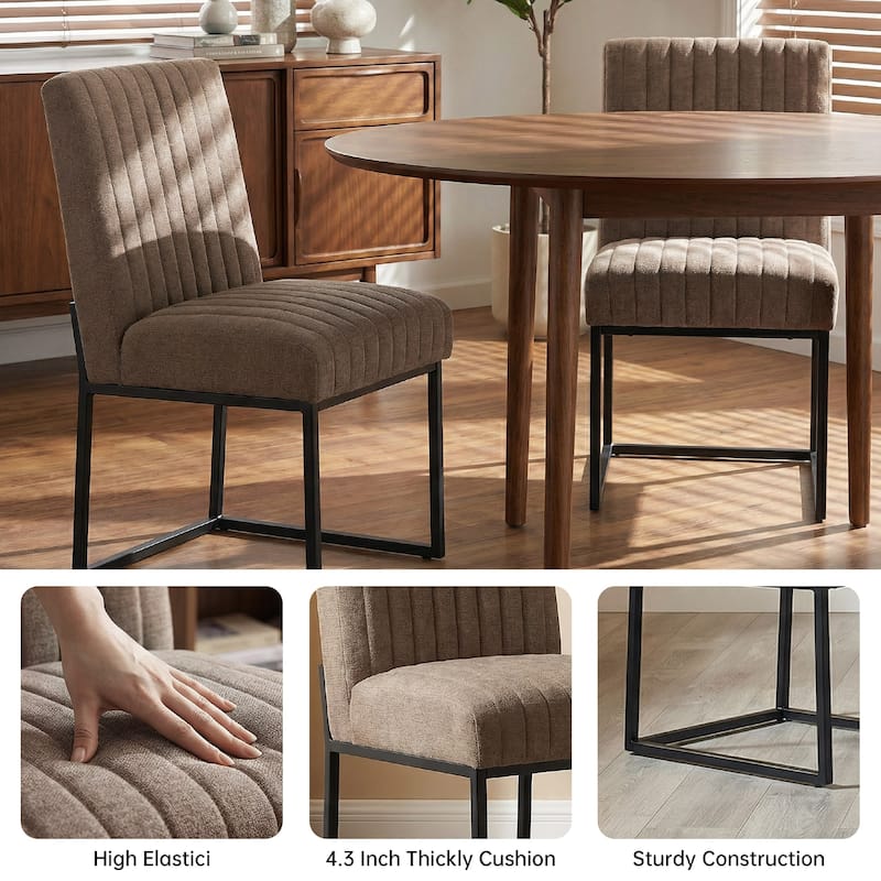 Mid Century Modern Dining Chair with Black Metal Legs