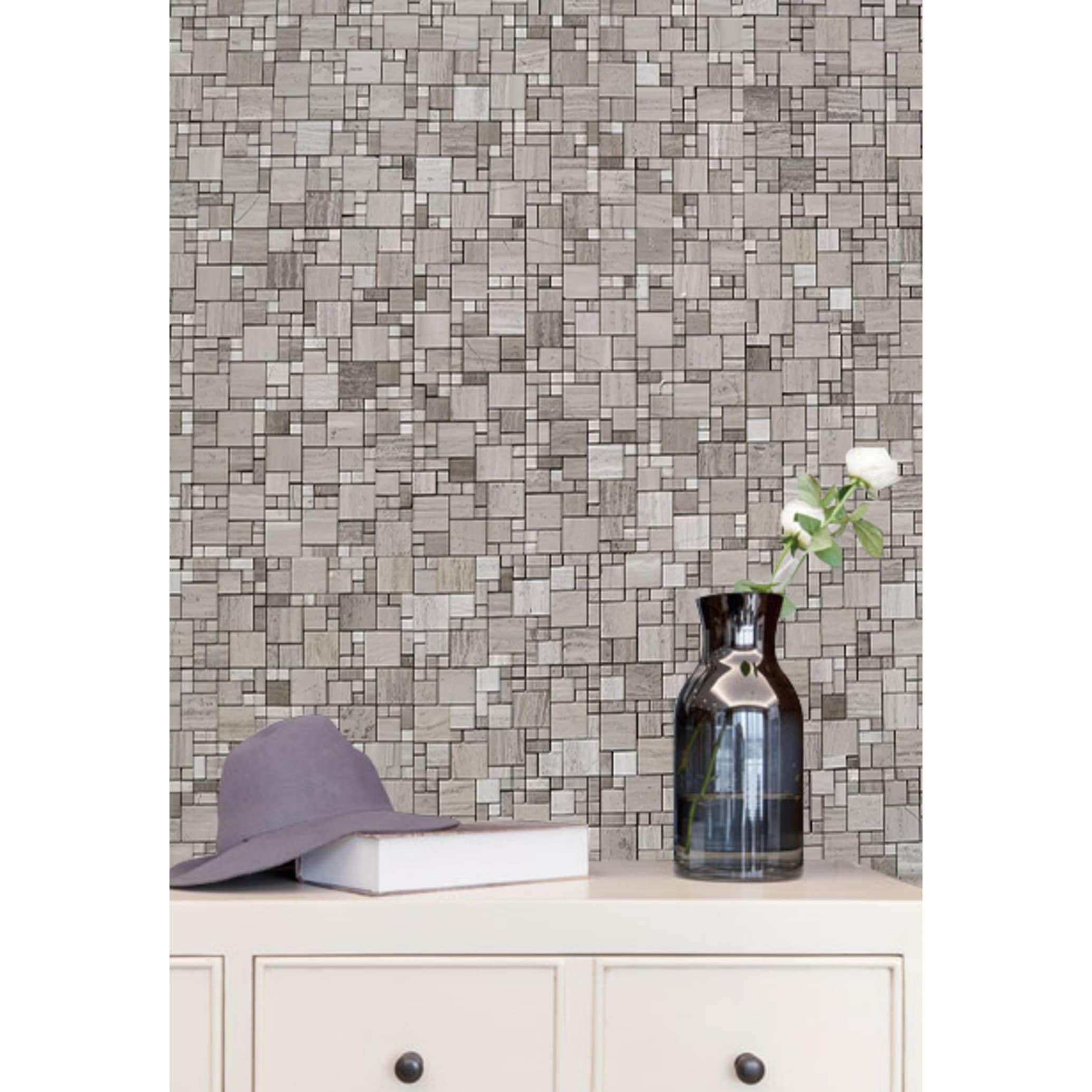 E-MosaicTile White and Golden Chevron Marble Wall Tile Luxury Decorative  Backsplash