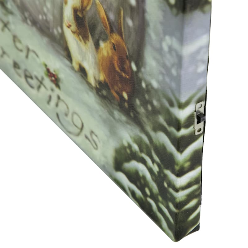 LED Lighted Snowman and Reindeer Christmas Canvas Wall Art 15.75" x 11.75"
