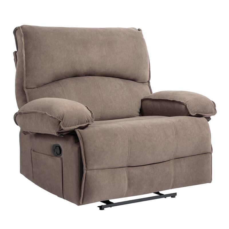 Oversized Manual Recliner Chair Push Back Sofa Velvet Lounge Chair with Massage Pillow for Living Room