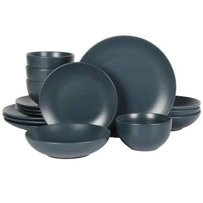 Gibson Home Queenslane 16-Piece Double Bowl Stoneware Dinnerware Set