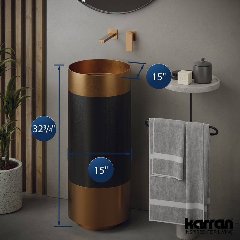 Karran Cinox Stainless Steel Round Pedestal Sink