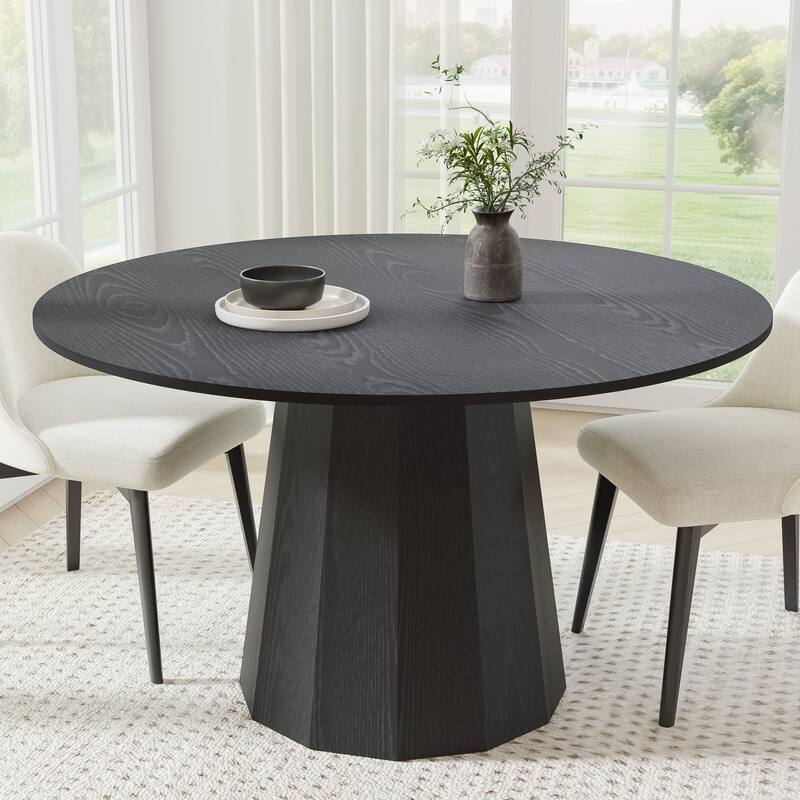 Solid Wood Round Dining Table Kitchen Table with Tabletop and Tapered Base for Living/Dining Room Coffee Office