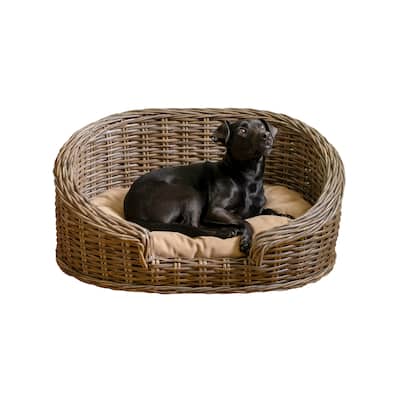 Handwoven Dog Bed with Machine-Washable Cushion