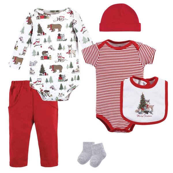 slide 1 of 1, Hudson Baby Unisex Baby Cotton Layette Set, Christmas Forest 0-3 Months - Christmas Forest