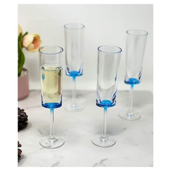 slide 2 of 9, LeadingWare Oval Halo Acrylic Champagne Flutes Set of 4, (4oz) - 1.96" W x 1.96" L x 8.46" H