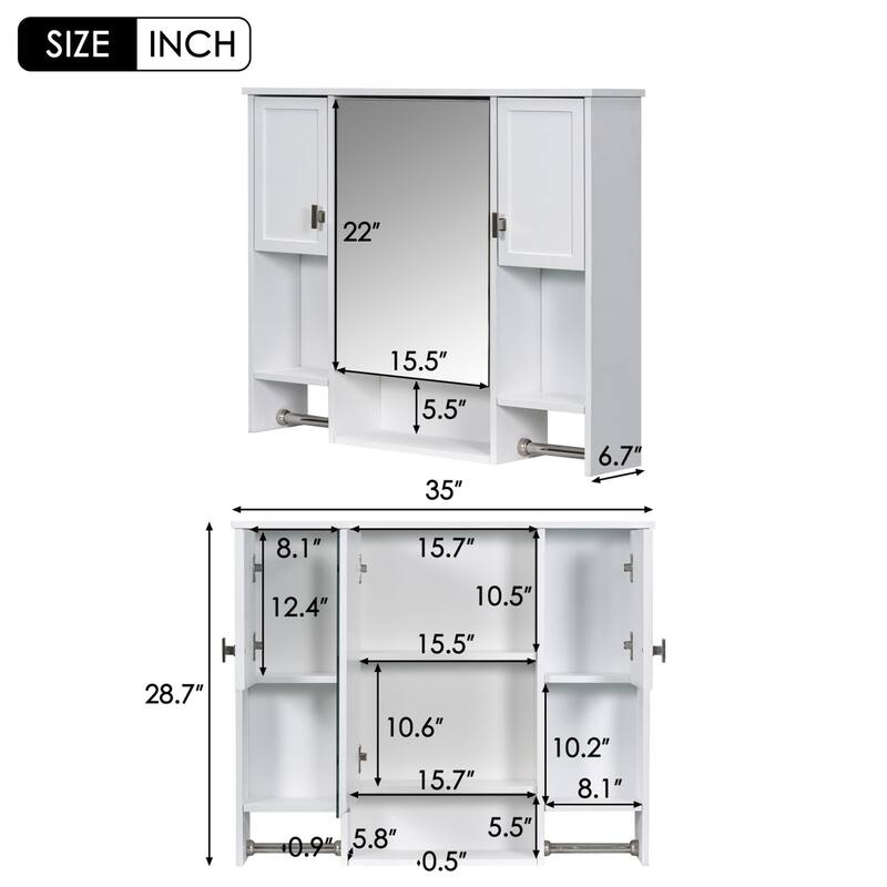 36"Freestanding Bathroom Vanity with Ceramic Sink and Mirror Cabinet