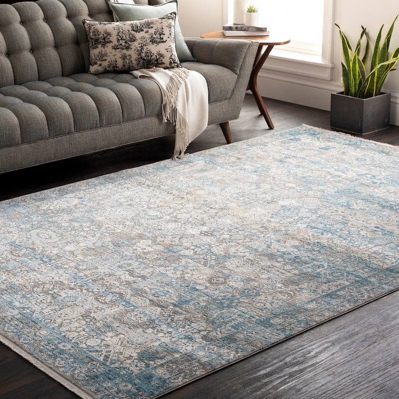 Layle Vintage Medallion Area Rug - 7' 6" x 11' 2" - Silver Gray
