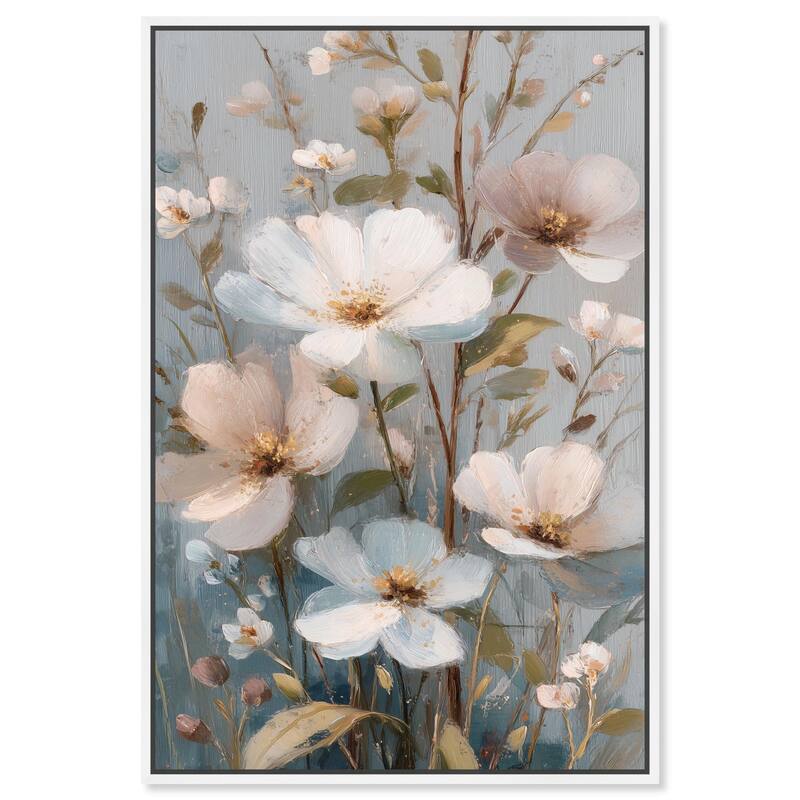 Vintage White Meadow Canvas by Art Remedy - White - 20" x 30"