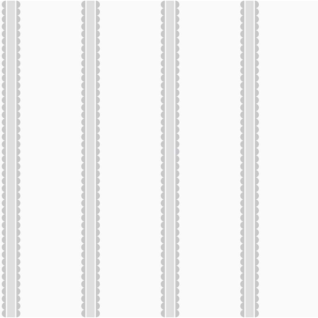 Advantage Bobbin Stripe Grey Scalloped Wallpaper