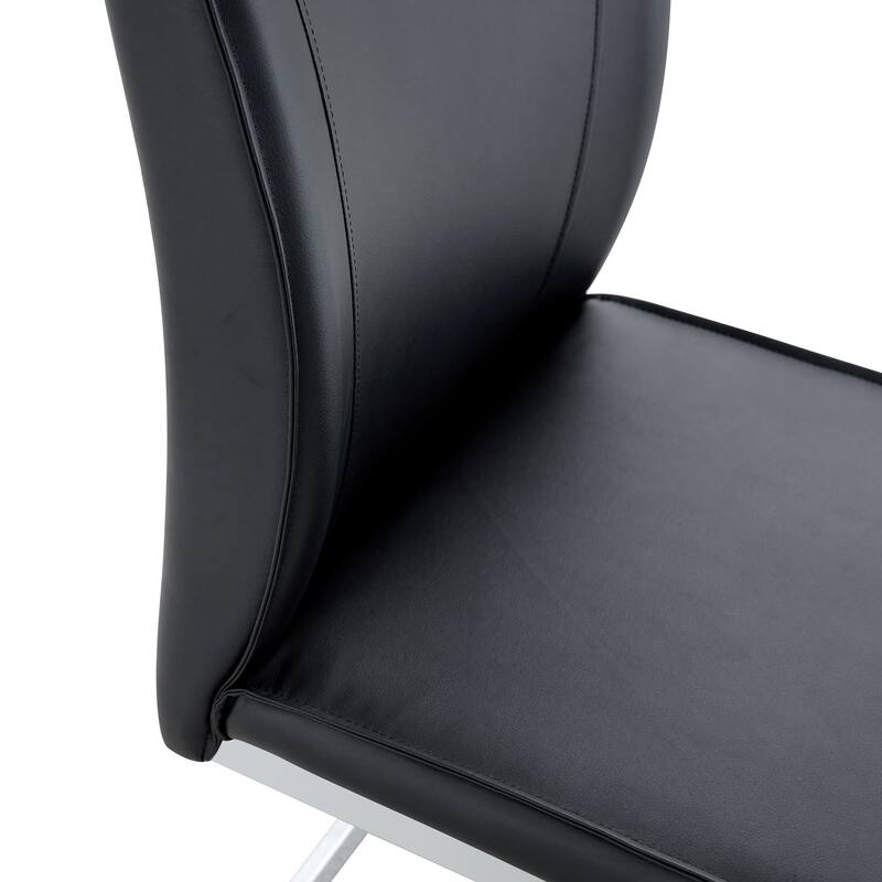 8 Piece PU High Elastic Dining Chair With High Backrest, Cushion, Silver Metal Legs For Dining Room Kitchen Living Room Bedroom