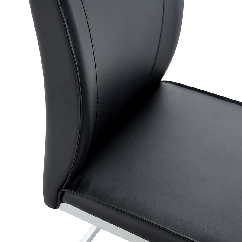 Set of 2 Bar chair Armless Leather Dining/Desk Room Kitchen Chairs with Upholstered Seat, Metal Legs and High Back