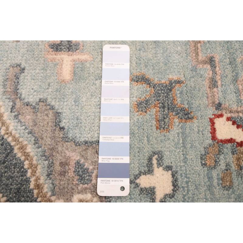 ECARPETGALLERY Hand-knotted Modern Oushak Light Blue Wool Rug - 8'9 x 11'10