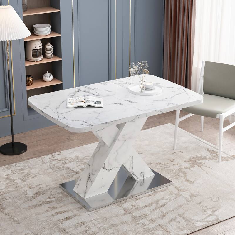 Square Dining Table with Printed Marble Table Top