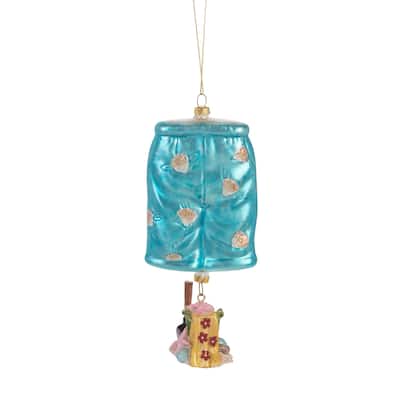 Beachcombers Mens Bathing Suit Board Shorts Christmas Holiday Ornament Glass - Multi