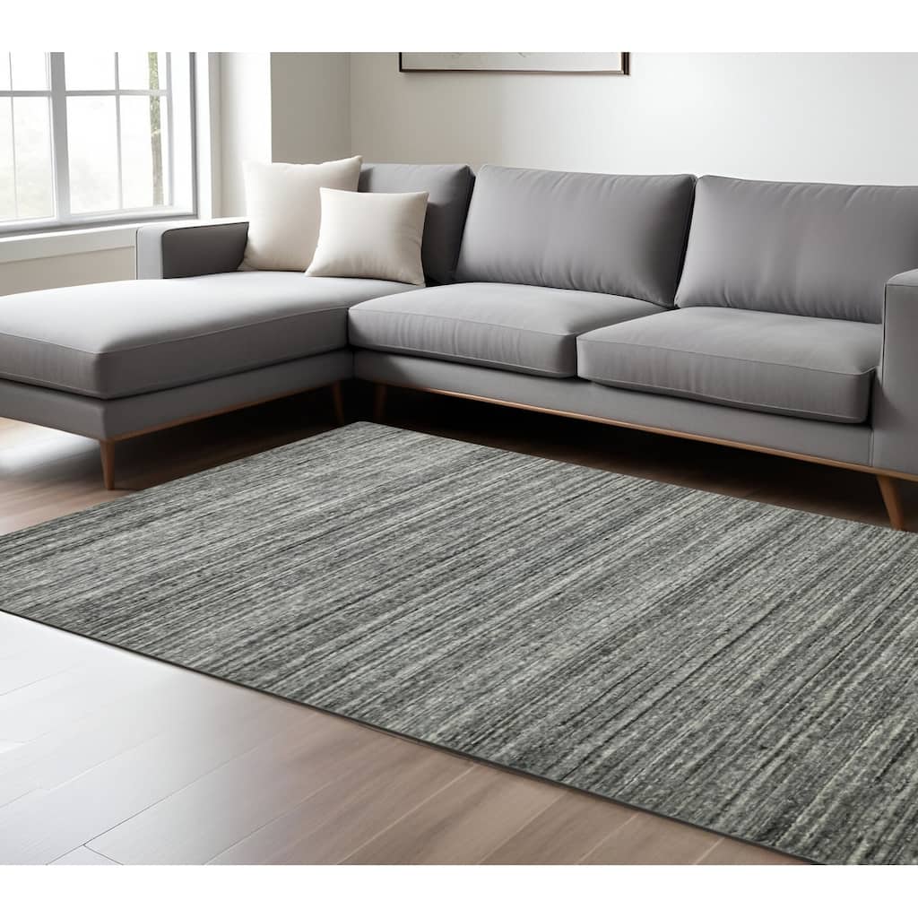HomeRoots Striped Transitional Rectangle Area Rug
